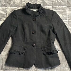 J. Crew Black Ruffled Blazer
